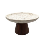 TRAVERTINO ΔΙΣΚΟΣ ΔΙΑΚΟΣΜΗΣΗΣ 22x22x13cm POLYRESIN STONE ΚΑΦΕ ΣΚΟΥΡΟ 034289 - Image 2