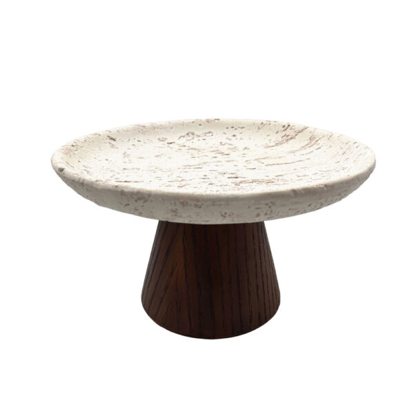 TRAVERTINO ΔΙΣΚΟΣ ΔΙΑΚΟΣΜΗΣΗΣ 22x22x13cm POLYRESIN STONE ΚΑΦΕ ΣΚΟΥΡΟ 034289 - Image 2