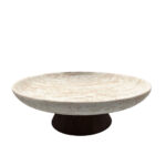 TRAVERTINO ΔΙΣΚΟΣ ΔΙΑΚΟΣΜΗΣΗΣ 30x30x10cm POLYRESIN STONE ΚΑΦΕ ΣΚΟΥΡΟ 034290 - Image 2
