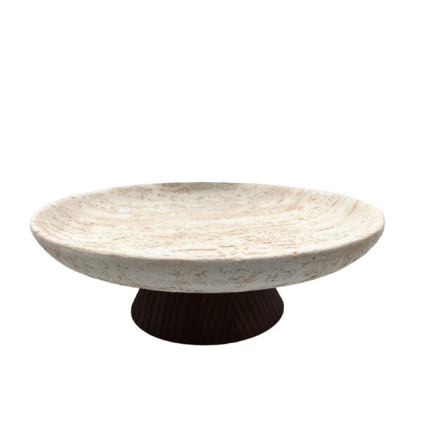 TRAVERTINO ΔΙΣΚΟΣ ΔΙΑΚΟΣΜΗΣΗΣ 30x30x10cm POLYRESIN STONE ΚΑΦΕ ΣΚΟΥΡΟ 034290 - Image 2