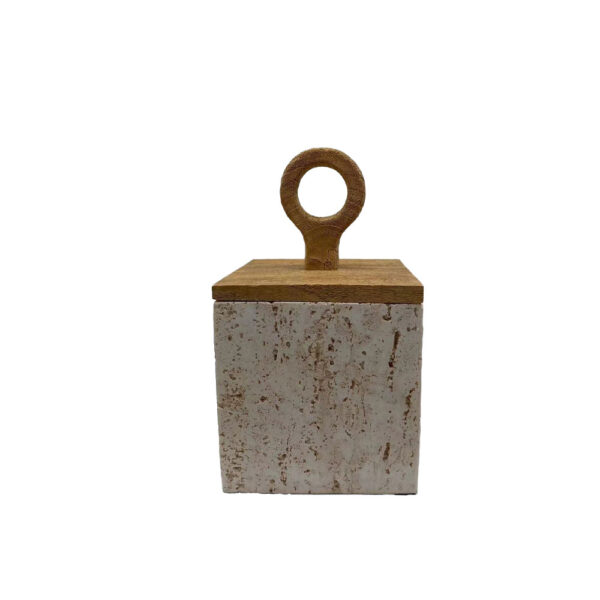 COPPER A ΔΟΧΕΙΟ ΑΠΟΘΗΚΕΥΣΗΣ ΜΕ ΚΑΠΑΚΙ 12x12x21cm POLYRESIN STONE ΦΥΣΙΚΟ 034291 - Image 2