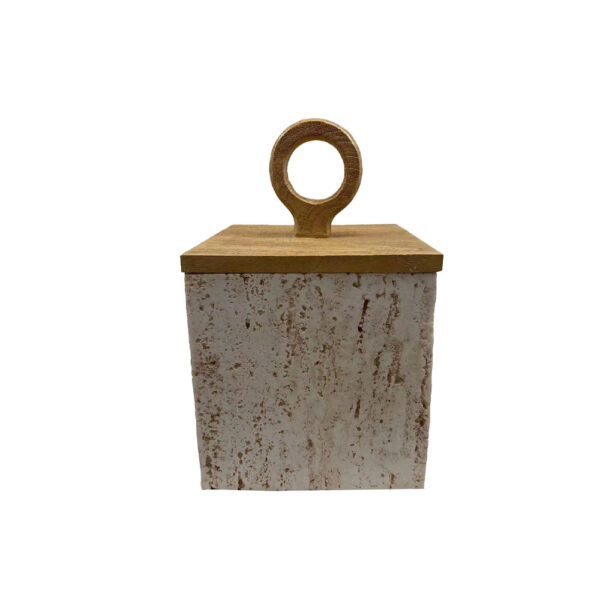 COPPER B ΔΟΧΕΙΟ ΑΠΟΘΗΚΕΥΣΗΣ ΜΕ ΚΑΠΑΚΙ 15x15x24cm POLYRESIN STONE ΦΥΣΙΚΟ 034292 - Image 2