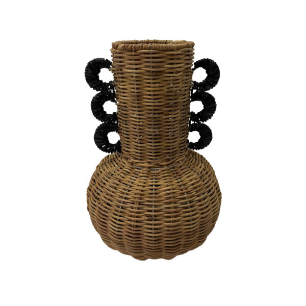 ARUNDO ΒΑΖΟ 24x24x35cm RATTAN ΦΥΣΙΚΟ ΦΥΣΙΚΟ ΜΑΥΡΟ 034323 - Image 2