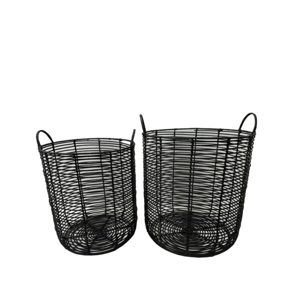 ONYX ΚΑΛΑΘΙ SET 2ΤΜΧ 40x40x51cm RATTAN ΦΥΣΙΚΟ ΜΑΥΡΟ 034325 - Image 2