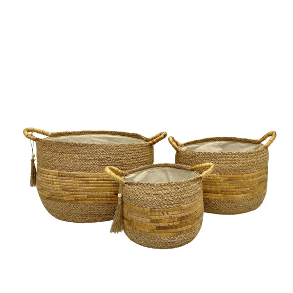 STRAWSY ΚΑΛΑΘΙ ΥΑΚΙΝΘΟΥ SET 3ΤΜΧ 52x52x33cm ΥΑΚΙΝΘΟΣ ΦΥΣΙΚΟ ΜΠΕΖ 034553 - Image 2