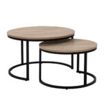 MINO COFFEE TABLE SET 2ΤΕΜ SONOMA DECAPE ΜΑΥΡΟ 74x74x47cm 04-0352 - Image 3