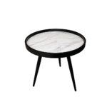 MARM SIDE TABLE ΛΕΥΚΟ ΜΕ PATTERN ΜΑΥΡΟ 49.5x49.5x52 04-0700 - Image 3