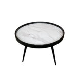 MARM COFFEE TABLE ΛΕΥΚΟ ΜΕ PATTERN ΜΑΥΡΟ 60x60x45 04-0701 - Image 3