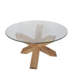 GLASS COFFEE TABLE ΔΙΑΦΑΝΟ OAK 80x80x42 04-0792 - Image 5
