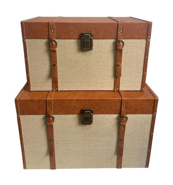 RIND ΜΠΑΟΥΛΑ SET 2ΤΜΧ 64x40x40 MDF ΜΠΕΖ ΚΑΦΕ ΥΦΑΣΜΑ 04-0934 - Image 3