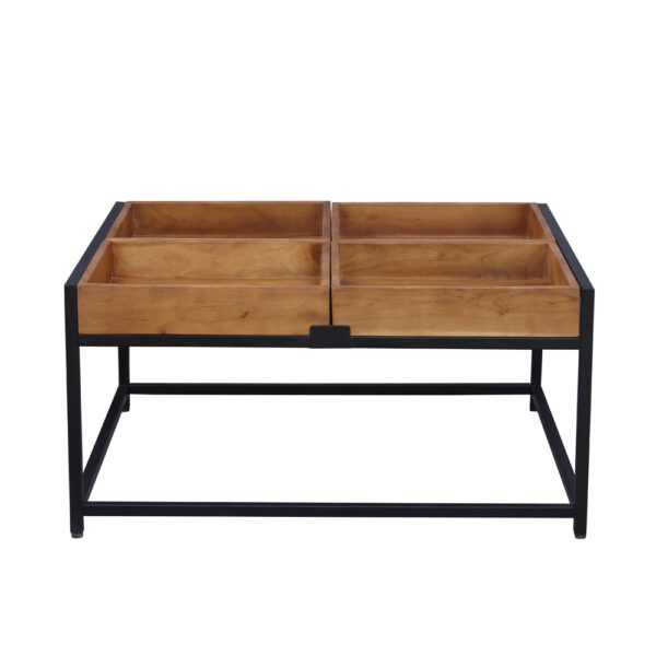 COMBO COFFEE TABLE ΚΑΡΥΔΙ ΜΑΥΡΟ 84x80x42cm 04-1044 - Image 5