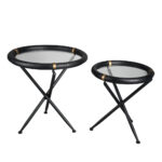 COLOMBO SIDE TABLE SET 2ΤΕΜ ΜΑΥΡΟ ΧΡΥΣΟ 64x64x64cm 04-1108