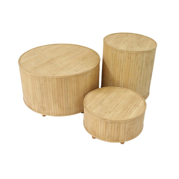 RIBBONS SIDE TABLE SET 3ΤΕΜ ΦΥΣΙΚΟ 61x61x34 04-1161 - Image 3