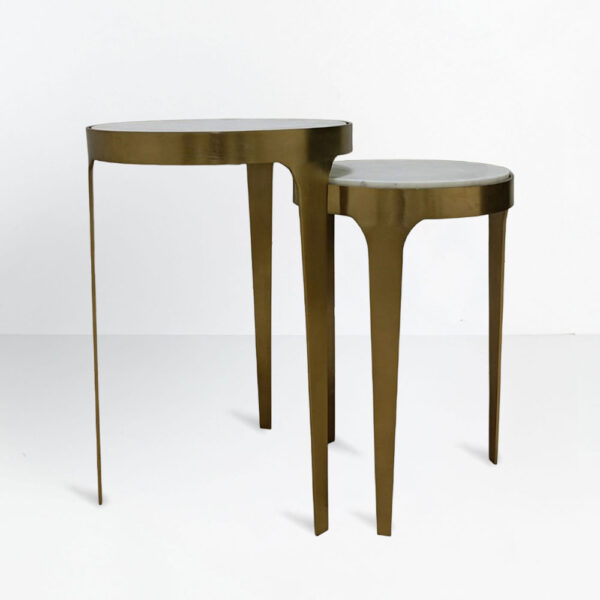 STICKS SIDE TABLE SET 2ΤΕΜ ΛΕΥΚΟ ΧΡΥΣΟ 37x37x54.5cm 04-1202 - Image 8