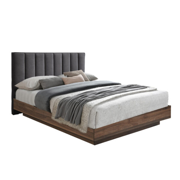 BOXY ΚΡΕΒΑΤΙ (ΓΙΑ ΣΤΡΩΜΑ 160x200cm) ΓΚΡΙ ΣΚΟΥΡΟ ΚΑΡΥΔΙ 211.5x165x111.2 09-1236 - Image 9