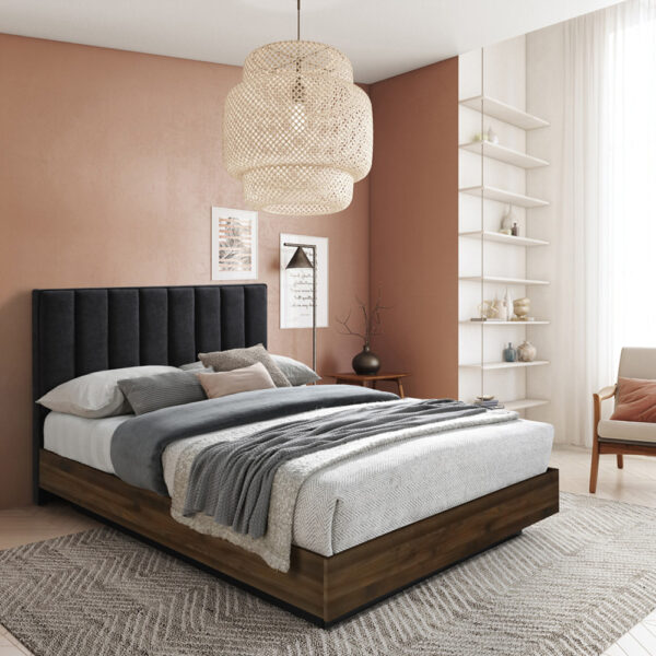 BOXY ΚΡΕΒΑΤΙ (ΓΙΑ ΣΤΡΩΜΑ 160x200cm) ΓΚΡΙ ΣΚΟΥΡΟ ΚΑΡΥΔΙ 211.5x165x111.2 09-1236 - Image 11