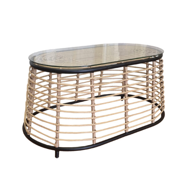 LOOM COFFEE TABLE ΦΥΣΙΚΟ ΜΑΥΡΟ 95x55x45 22-0052 - Image 9