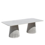 EURORA ΤΡΑΠΕΖΙ ΛΕΥΚΟ ΜΕ ΟΨΗ ΜΑΡΜΑΡΟΥ ΛΕΥΚΟ 220x100x75cm 52-0012 - Image 3