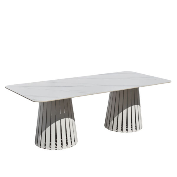 EURORA ΤΡΑΠΕΖΙ ΛΕΥΚΟ ΜΕ ΟΨΗ ΜΑΡΜΑΡΟΥ ΛΕΥΚΟ 220x100x75cm 52-0012 - Image 3