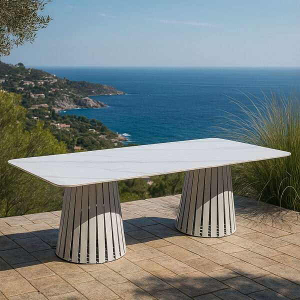 EURORA ΤΡΑΠΕΖΙ ΛΕΥΚΟ ΜΕ ΟΨΗ ΜΑΡΜΑΡΟΥ ΛΕΥΚΟ 220x100x75cm 52-0012 - Image 4