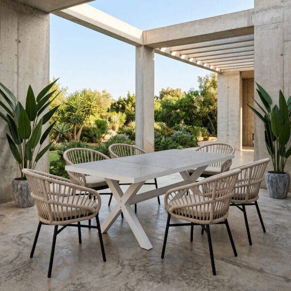 STABLE ΤΡΑΠΕΖΙ TERRAZZO ΛΕΥΚΟ 181x90.5x75cm 52-0013 - Image 3