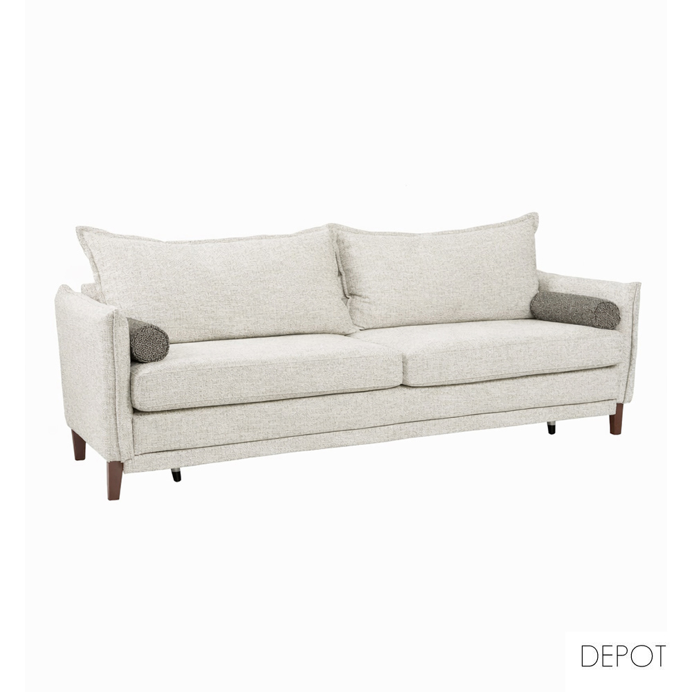 71-0434-V046y-first-_1 COMMODO ΚΑΝΑΠΕΣ ΚΡΕΒΑΤΙ 3ΘΕΣΙΟΣ OFF WHITE NEVE 02 ΚΑΦΕ NEVE 16 230x81x88cm 71-0434 - Image 1