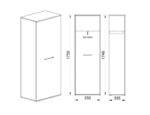 Ντουλάπα μονόφυλλη, 55x36x175.5, Modul 66, Genomax - Image 3