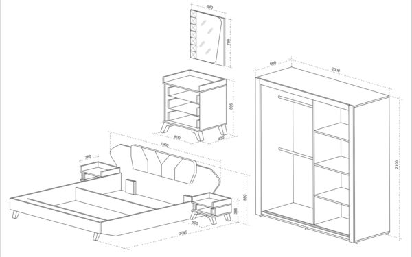 Ντουλάπα Kafe, 200x60x210 εκ, Genomax - Image 2