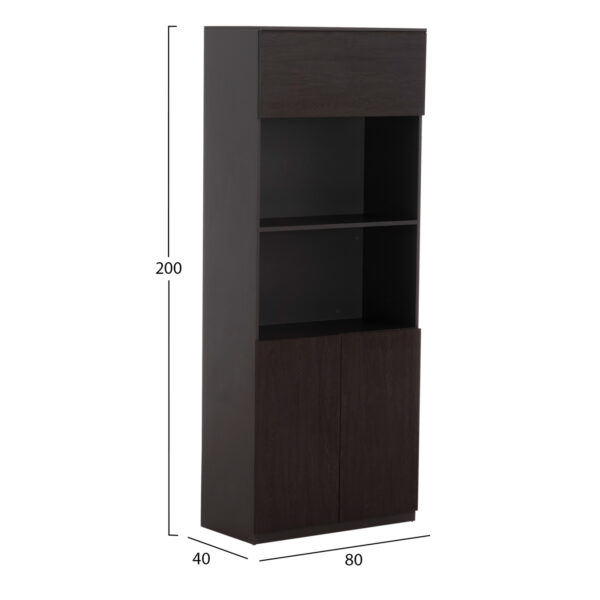 ΒΙΒΛΙΟΘΗΚΗ ΓΡΑΦΕΙΟΥ ΕΠΑΓΓΕΛΜΑΤΙΚΗ ROSEWOOD HM2089 ΜΕΛΑΜΙΝΗ ΓΚΡΙ-WENGE 80Χ40Χ200Υεκ. - Image 2