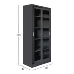 ΒΙΒΛΙΟΘΗΚΗ ΜΕ ΣΥΡΟΜΕΝΕΣ ΠΟΡΤΕΣ SLINGER HM6632.01 ΜΕΤΑΛΛΙΚΗ ΜΑΥΡΗ 90x40x185Υεκ - Image 2