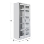 ΒΙΒΛΙΟΘΗΚΗ ΜΕ ΣΥΡΟΜΕΝΕΣ ΠΟΡΤΕΣ SLINGER HM6632.02 ΜΕΤΑΛΛΙΚΗ ΛΕΥΚΗ 90x40x185Υεκ - Image 2
