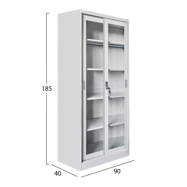 ΒΙΒΛΙΟΘΗΚΗ ΜΕ ΣΥΡΟΜΕΝΕΣ ΠΟΡΤΕΣ SLINGER HM6632.02 ΜΕΤΑΛΛΙΚΗ ΛΕΥΚΗ 90x40x185Υεκ - Image 2