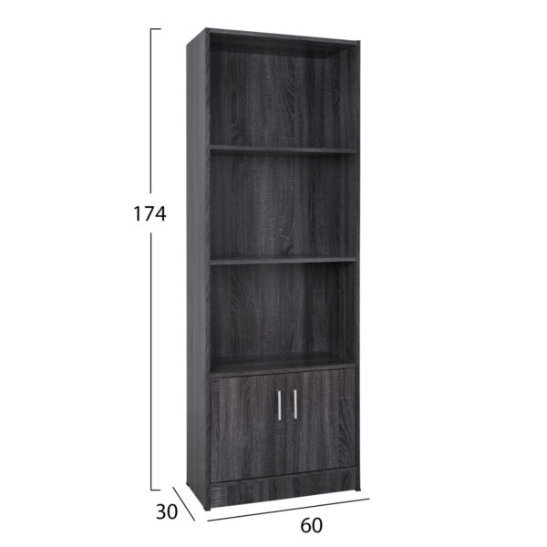 ΒΙΒΛΙΟΘΗΚΗ ΜΕΛΑΜΙΝΗΣ HAYDEN HM2269.01 ΣΕ ΑΝΘΡΑΚΙ ΧΡΩΜΑ 60x30x174 εκ. - Image 2