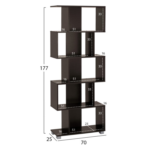 ΒΙΒΛΙΟΘΗΚΗ ΜΕΛΑΜΙΝΗΣ EZIR HM2385.01 ΒΕΓΓΕ 70x25x177Υ εκ. - Image 2