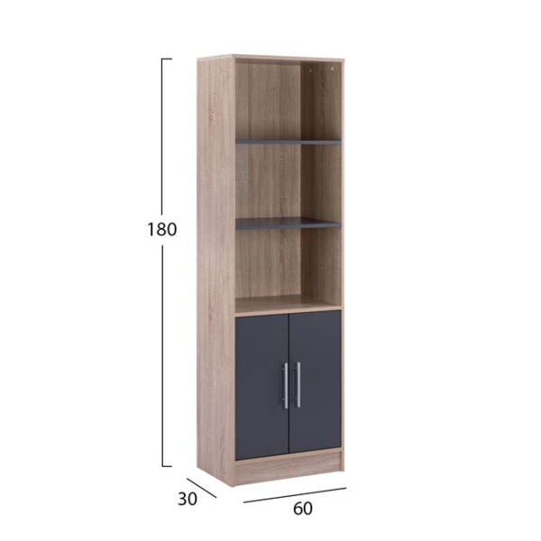 ΒΙΒΛΙΟΘΗΚΗ ΜΕΛΑΜΙΝΗΣ ENSLEY HM2027.04 SONAMA-ΓΚΡΙ 60x30x180Υ εκ. - Image 2