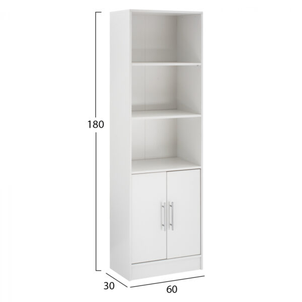 ΒΙΒΛΙΟΘΗΚΗ ΜΕΛΑΜΙΝΗΣ ENSLEY HM2027.05 ΣΕ ΛΕΥΚΗ ΑΠΟΧΡΩΣΗ 60x30x180 εκ. - Image 2