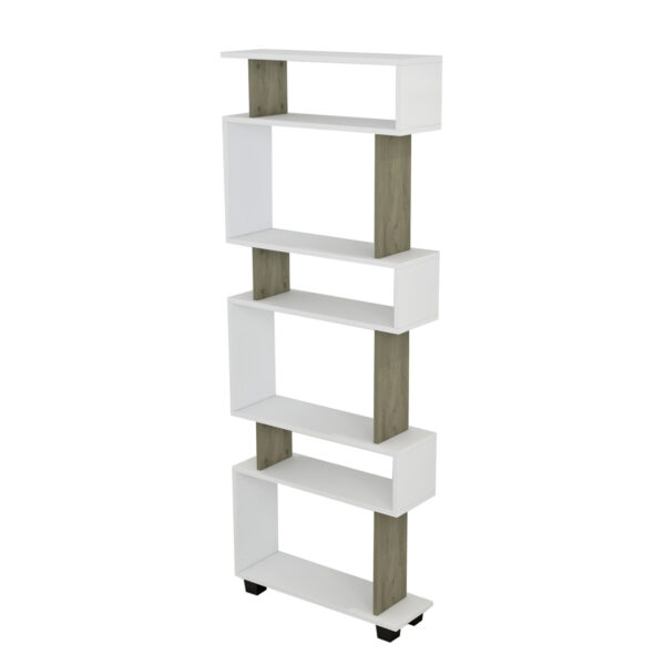 ΒΙΒΛΙΟΘΗΚΗ ΜΕΛΑΜΙΝΗΣ OWLOLIVE GREY ΛΕΥΚΟ 60x19,5x165Yεκ.HM8923.11 - Image 4