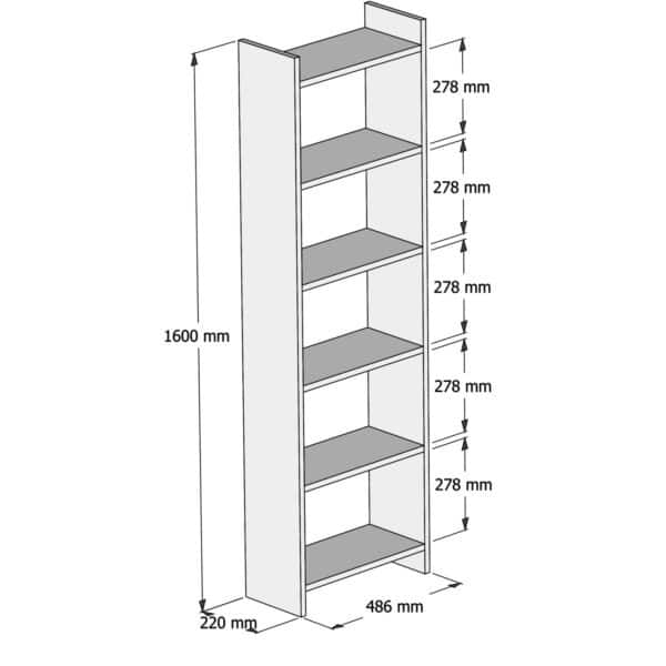 ΒΙΒΛΙΟΘΗΚΗ CLASSIKER HM9226.12 ΜΕΛΑΜΙΝΗΣ SONΟMA-ΛΕΥΚΟ 48,5x22x160Υεκ. - Image 2