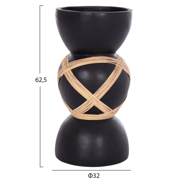 ΔΙΑΚΟΣΜΗΤΙΚΟ ΒΑΖΟ ΔΑΠΕΔΟΥ MAYNARD HM4672.01L TERRACOTTA ΜΑΥΡΟ-RATTAN Φ32x62.5Υεκ - Image 2