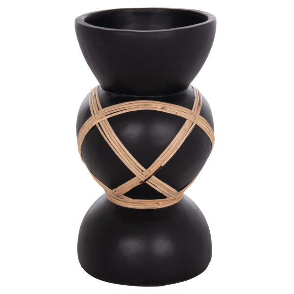 ΔΙΑΚΟΣΜΗΤΙΚΟ ΒΑΖΟ ΔΑΠΕΔΟΥ MAYNARD HM4672.01S TERRACOTTA ΜΑΥΡΟ-RATTAN Φ27.5x50Υ - Image 3