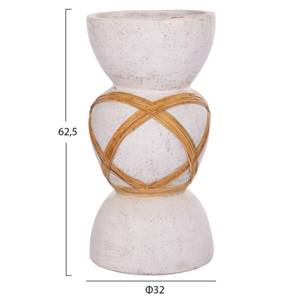 ΔΙΑΚΟΣΜΗΤΙΚΟ ΒΑΖΟ ΔΑΠΕΔΟΥ MAYNARD HM4672.02L TERRACOTTA ΛΕΥΚΟ--RATTAN Φ32x62.5Υεκ. - Image 2