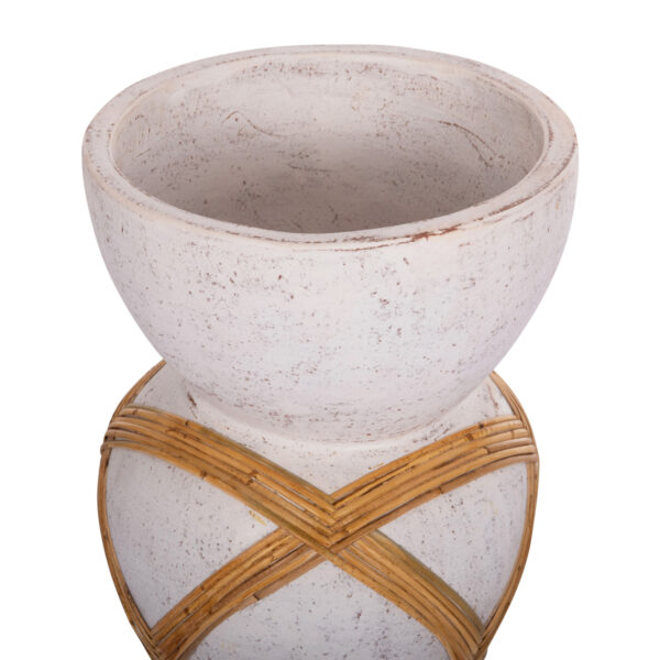 ΔΙΑΚΟΣΜΗΤΙΚΟ ΒΑΖΟ ΔΑΠΕΔΟΥ MAYNARD HM4672.02L TERRACOTTA ΛΕΥΚΟ--RATTAN Φ32x62.5Υεκ. - Image 4