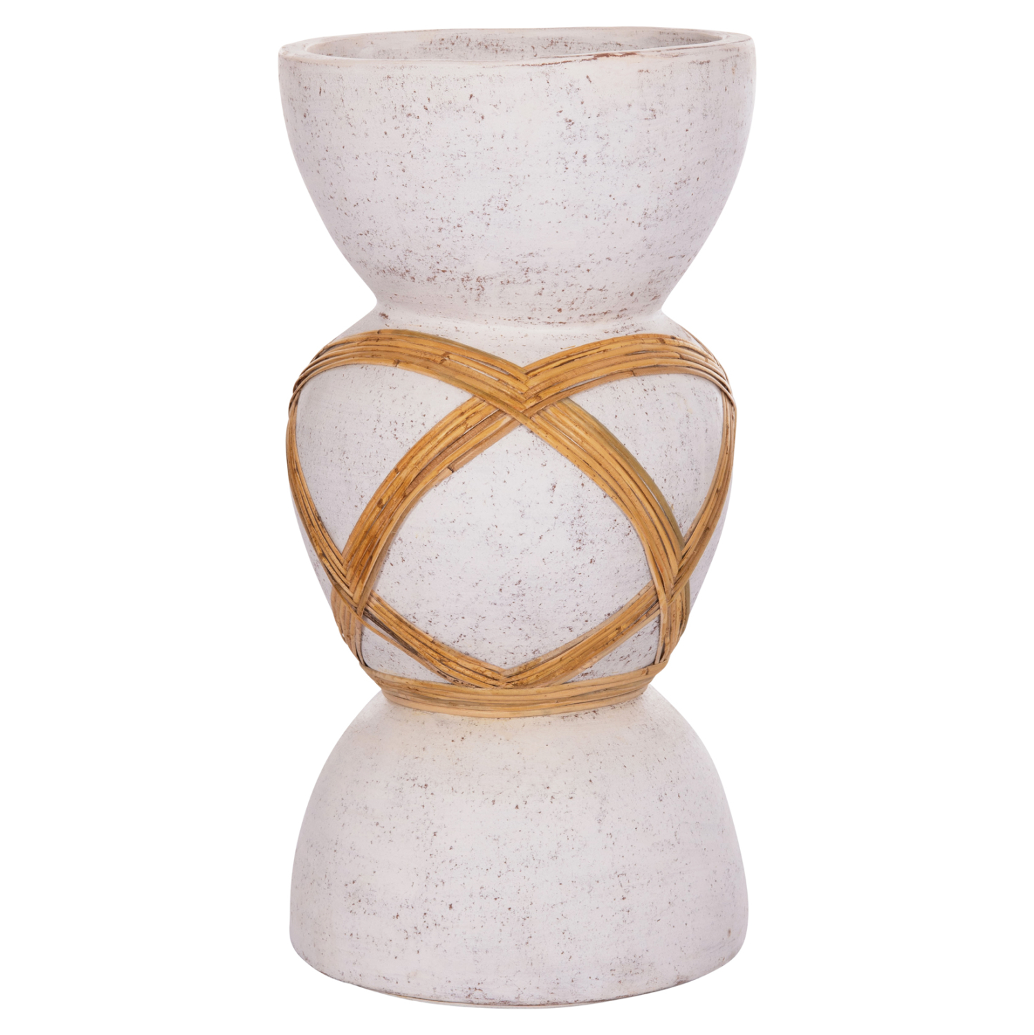 HM4672.02L ΔΙΑΚΟΣΜΗΤΙΚΟ ΒΑΖΟ ΔΑΠΕΔΟΥ MAYNARD HM4672.02L TERRACOTTA ΛΕΥΚΟ--RATTAN Φ32x62.5Υεκ. - Image 1