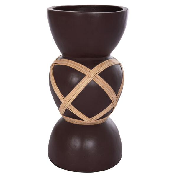 ΔΙΑΚΟΣΜΗΤΙΚΟ ΒΑΖΟ ΔΑΠΕΔΟΥ MAYNARD HM4672.07L TERRACOTTA ΣΟΚΟΛΑΤΙ-RATTAN Φ32x62.5Υεκ - Image 3