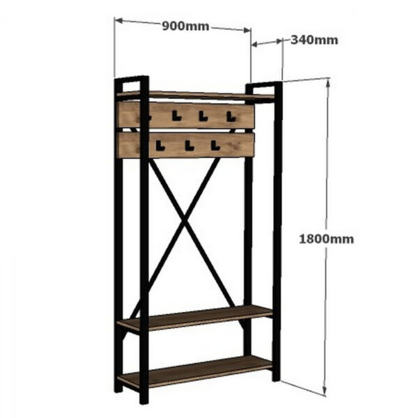 ΕΠΙΠΛΟ ΕΙΣΟΔΟΥ HM8943.01 NATURAL WOOD & ΜΑΥΡΟ  90x34x180 εκ. - Image 3