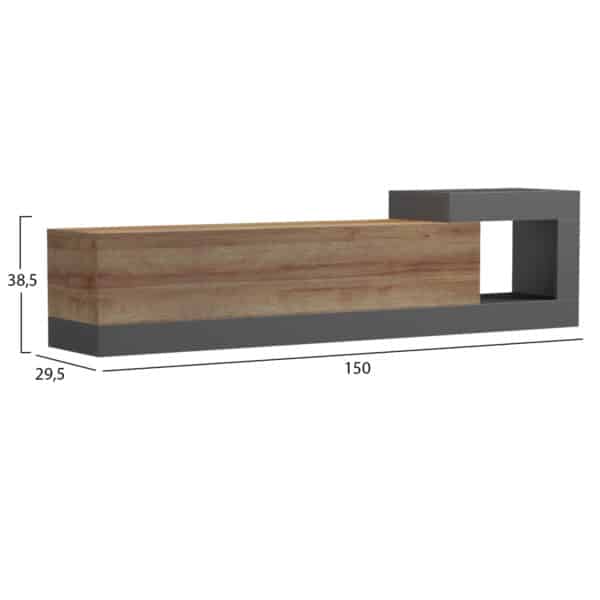 ΕΠΙΠΛΟ ΤΗΛΕΟΡΑΣΗΣ ΤΟΙΧΟΥ ESSENZA HM18372.13 ΜΕΛΑΜΙΝΗ OAK/ΓΚΡΙ 150x29.6x38.6Υεκ. - Image 2