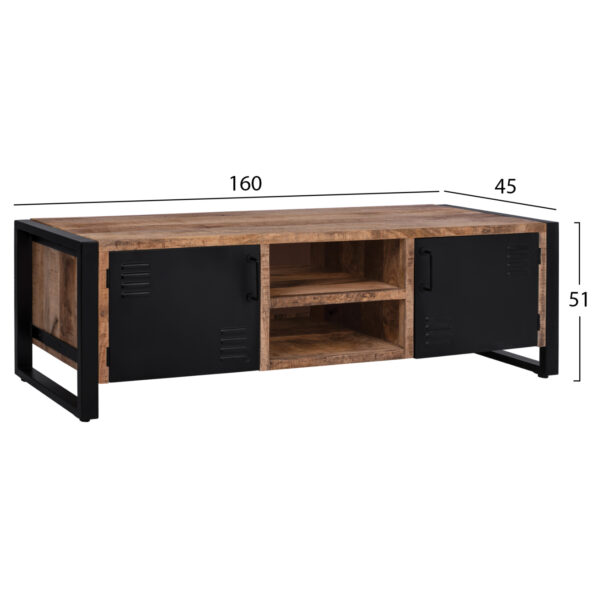 ΕΠΙΠΛΟ TV TURNER HM8189.11 ΜΕΤΑΛΛΟ & ΜΑΣΙΦ ΞΥΛΟ MANGO ΦΥΣΙΚΟ 160x45x51Υ εκ. - Image 2