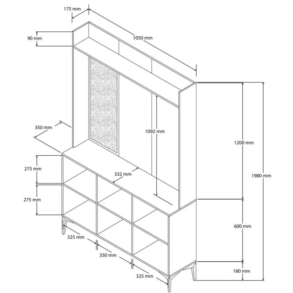 Έπιπλο Εισόδου Inca 5100, 105x35x198 εκ.,All4home - Image 4