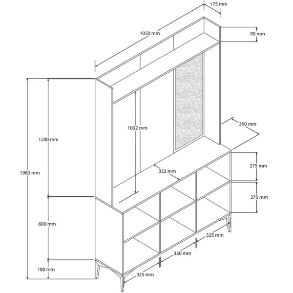 Έπιπλο Εισόδου Inca 5101, 105x35x198 εκ.,All4home - Image 6