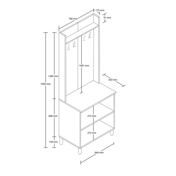 Έπιπλο Εισόδου Rapsody 5072, 70x35x195 εκ.,All4home - Image 5